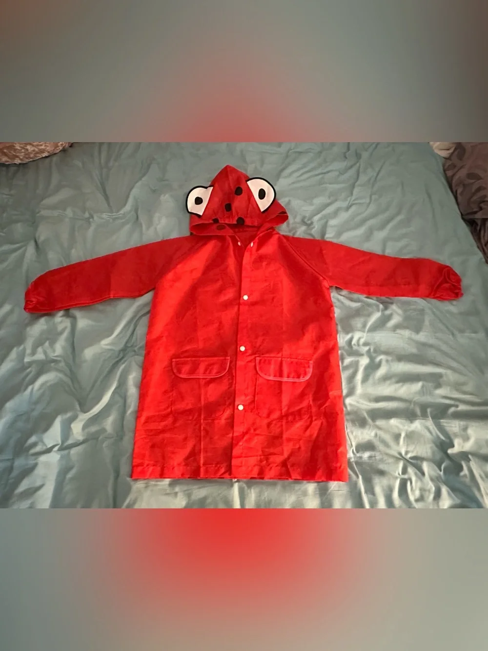 Kid’s Raincoat Red with Hood New-Size M(8/10)
